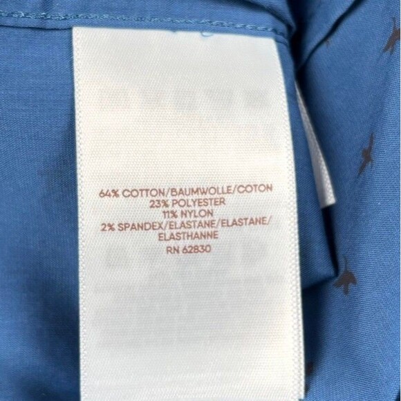 Blake Shelton Lands End Dress Shirt Mens Medium 15-15.5 Button Blue Geese Print - Picture 5 of 11